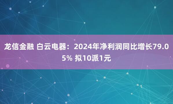 龙信金融 白云电器：2024年净利润同比增长79.05% 拟10派1元