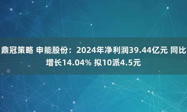 鼎冠策略 申能股份：2024年净利润39.44亿元 同比增长14.04% 拟10派4.5元